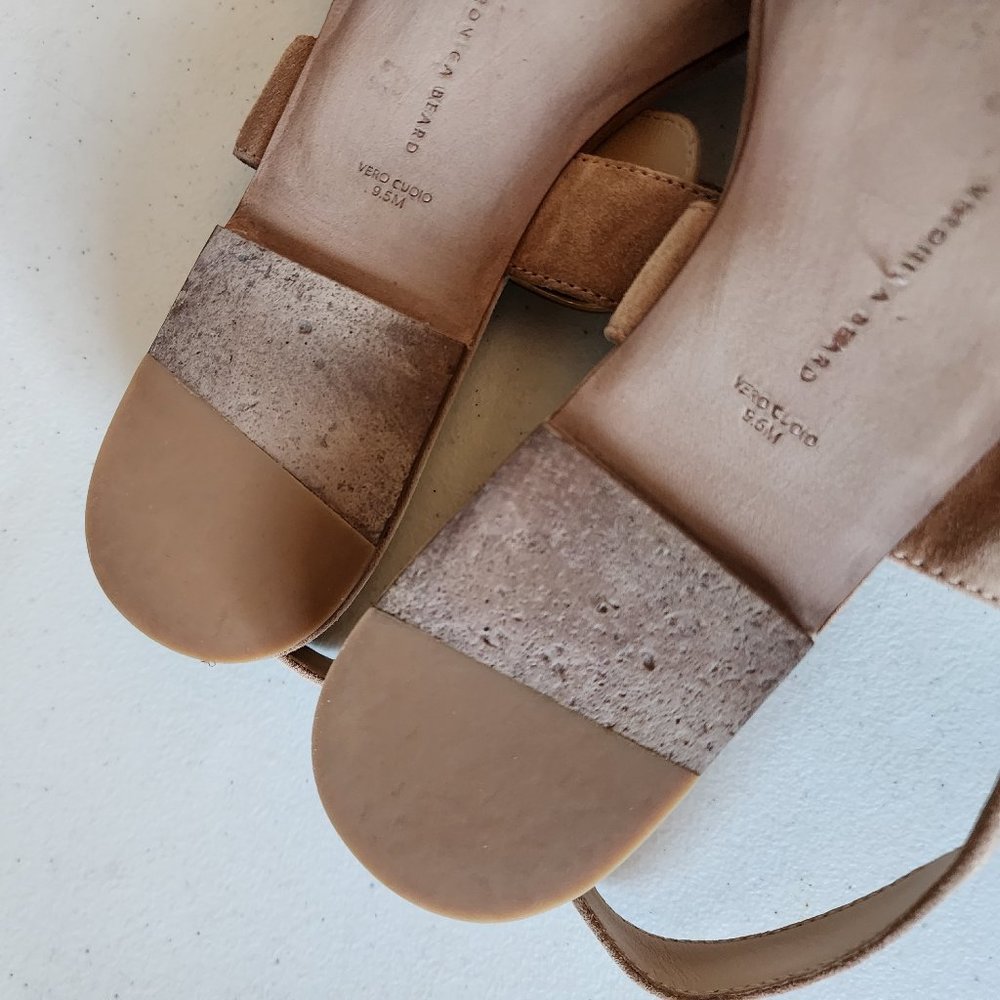 Veronica Beard Maglio Tan Buckle Strap Sandals with Gold Hardware - Picture 13 of 16
